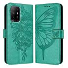 For OPPO A95 4G Global / Reno6 Lite Embossed Butterfly Leather Phone Case(Green) - 1