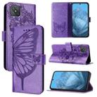 For OPPO A92s Embossed Butterfly Leather Phone Case(Light Purple) - 1