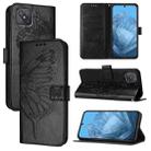 For OPPO A92s Embossed Butterfly Leather Phone Case(Black) - 1