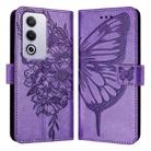 For OPPO A3 Pro 5G Global Embossed Butterfly Leather Phone Case(Light Purple) - 3