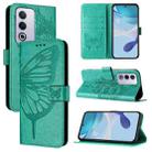 For OPPO A3 Pro 5G Global Embossed Butterfly Leather Phone Case(Green) - 1