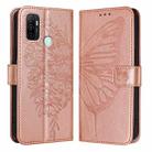 For OPPO A32 2020 4G / A53 2020 4G Embossed Butterfly Leather Phone Case(Rose Gold) - 3