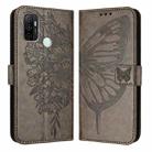 For OPPO A53s 4G / A33 2020 4G Embossed Butterfly Leather Phone Case(Grey) - 3