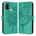 For OPPO A53s 4G / A33 2020 4G Embossed Butterfly Leather Phone Case(Green) - 3