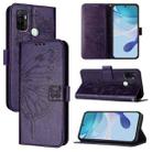 For OPPO A53s 4G / A33 2020 4G Embossed Butterfly Leather Phone Case(Dark Purple) - 1