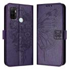 For OPPO A53s 4G / A33 2020 4G Embossed Butterfly Leather Phone Case(Dark Purple) - 3