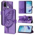 For OPPO A11s 4G Embossed Butterfly Leather Phone Case(Light Purple) - 1