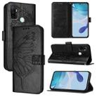 For OPPO A11s 4G Embossed Butterfly Leather Phone Case(Black) - 1