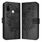 For OPPO A11s 4G Embossed Butterfly Leather Phone Case(Black) - 3