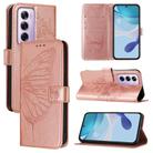 For OPPO Reno12 Pro 5G Global Embossed Butterfly Leather Phone Case(Rose Gold) - 1