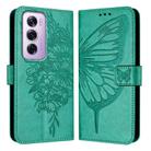 For OPPO Reno12 Pro 5G Global Embossed Butterfly Leather Phone Case(Green) - 2