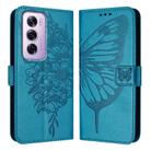 For OPPO Reno12 Pro 5G Global Embossed Butterfly Leather Phone Case(Blue) - 2