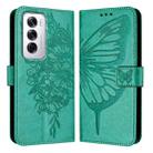 For OPPO Reno12 5G Global Embossed Butterfly Leather Phone Case(Green) - 2