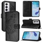 For OPPO Reno12 5G Global Embossed Butterfly Leather Phone Case(Black) - 1