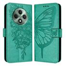 For OPPO Reno12 F 5G Global Embossed Butterfly Leather Phone Case(Green) - 2