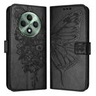 For OPPO Reno12 F 5G Global Embossed Butterfly Leather Phone Case(Black) - 2