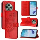 For OPPO Reno12 F 5G Global Embossed Butterfly Leather Phone Case(Red) - 1