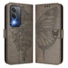 For OPPO A80 5G EU Embossed Butterfly Leather Phone Case(Grey) - 2