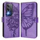 For OPPO A80 5G EU Embossed Butterfly Leather Phone Case(Light Purple) - 2