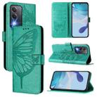 For OPPO A80 5G EU Embossed Butterfly Leather Phone Case(Green) - 1