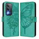 For OPPO A80 5G EU Embossed Butterfly Leather Phone Case(Green) - 2