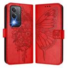 For OPPO A80 5G EU Embossed Butterfly Leather Phone Case(Red) - 2