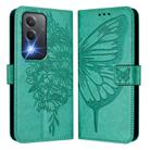 For OPPO K12x 5G Global Embossed Butterfly Leather Phone Case(Green) - 2