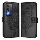 For OPPO K12x 5G Global Embossed Butterfly Leather Phone Case(Black) - 2