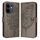 For OPPO Reno13 F 5G Global Embossed Butterfly Leather Phone Case(Grey) - 2