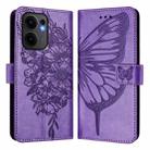 For OPPO Reno13 F 5G Global Embossed Butterfly Leather Phone Case(Light Purple) - 2
