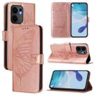 For OPPO Reno13 F 5G Global Embossed Butterfly Leather Phone Case(Rose Gold) - 1