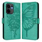 For OPPO Reno13 F 5G Global Embossed Butterfly Leather Phone Case(Green) - 2