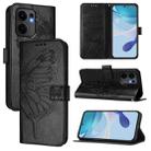 For OPPO Reno13 F 5G Global Embossed Butterfly Leather Phone Case(Black) - 1