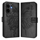 For OPPO Reno13 F 5G Global Embossed Butterfly Leather Phone Case(Black) - 2
