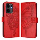 For OPPO Reno13 F 5G Global Embossed Butterfly Leather Phone Case(Red) - 2