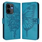 For OPPO Reno13 F 5G Global Embossed Butterfly Leather Phone Case(Blue) - 2