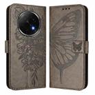 For OPPO A5 Pro China Embossed Butterfly Leather Phone Case(Grey) - 2