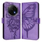 For OPPO A5 Pro China Embossed Butterfly Leather Phone Case(Light Purple) - 2