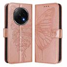 For OPPO A5 Pro China Embossed Butterfly Leather Phone Case(Rose Gold) - 2