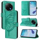 For OPPO A5 Pro China Embossed Butterfly Leather Phone Case(Green) - 1
