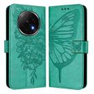 For OPPO A5 Pro China Embossed Butterfly Leather Phone Case(Green) - 2