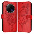 For OPPO A5 Pro China Embossed Butterfly Leather Phone Case(Red) - 2