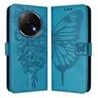 For OPPO A5 Pro China Embossed Butterfly Leather Phone Case(Blue) - 2