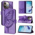 For OPPO A5 Pro 5G Global Embossed Butterfly Leather Phone Case(Light Purple) - 1
