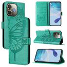 For OPPO A5 Pro 5G Global Embossed Butterfly Leather Phone Case(Green) - 1