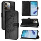 For OPPO A5 Pro 5G Global Embossed Butterfly Leather Phone Case(Black) - 1