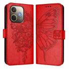 For OPPO A5 Pro 5G Global Embossed Butterfly Leather Phone Case(Red) - 2