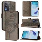For OPPO A5 5G Global / A3 Pro 5G Global Embossed Butterfly Leather Phone Case(Grey) - 1