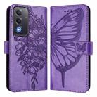 For OPPO A5 5G Global / A3 Pro 5G Global Embossed Butterfly Leather Phone Case(Light Purple) - 2