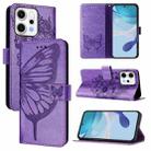 For OPPO Reno14 Pro 5G Global Embossed Butterfly Leather Phone Case(Light Purple) - 1